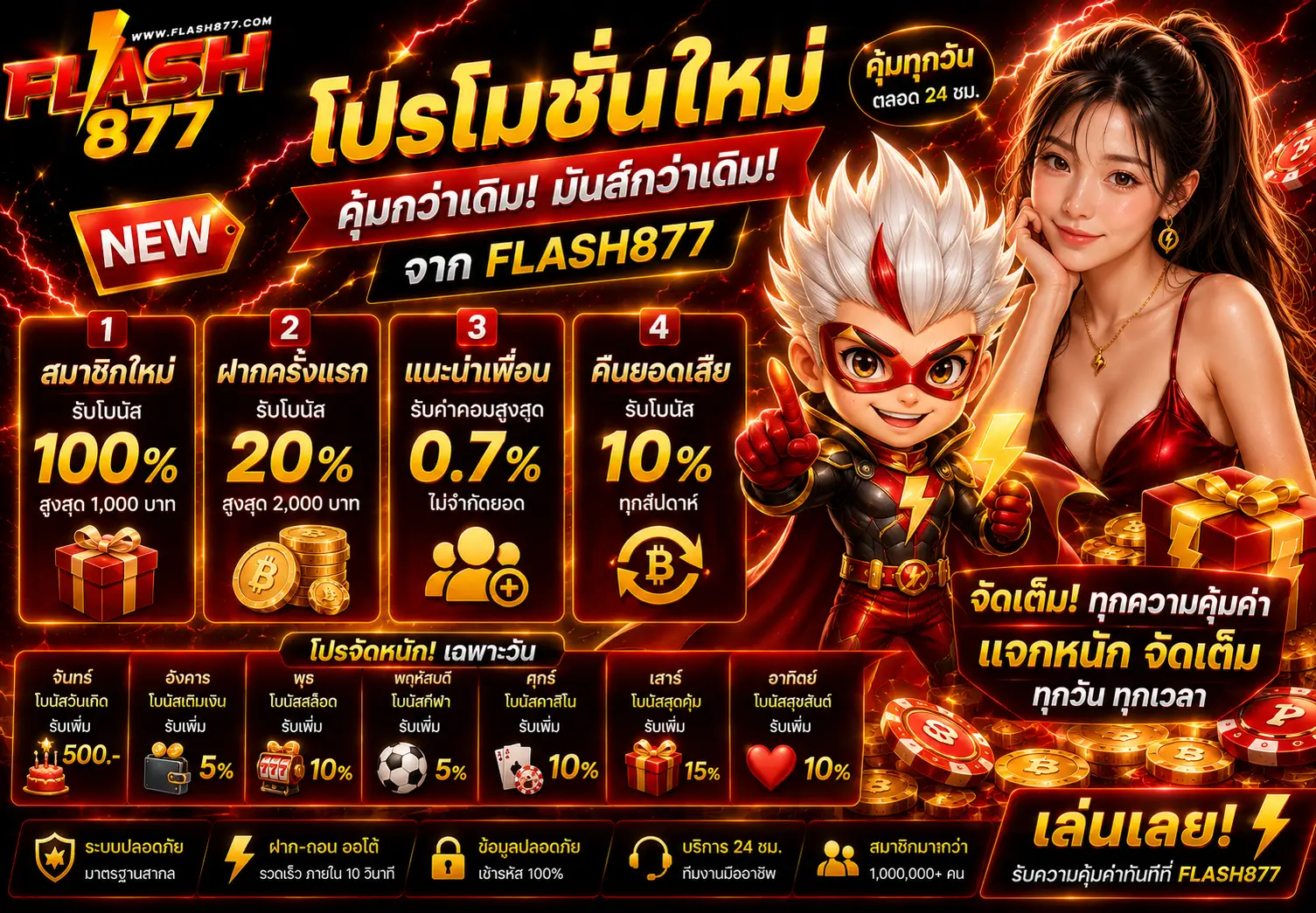 โปรโมชั่น FLASH877 สล็อตเว็บตรง โบนัสสุดคุ้มตลอด 24 ชั่วโมง